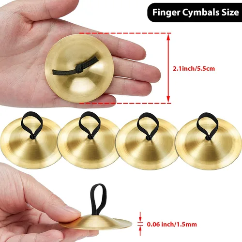 Miniatura 2 de 20 piezas de platillos de dedo danza del vientre Dancing Finger Dancing Zills Instrumento musical para fiesta de bailarín (dorado)