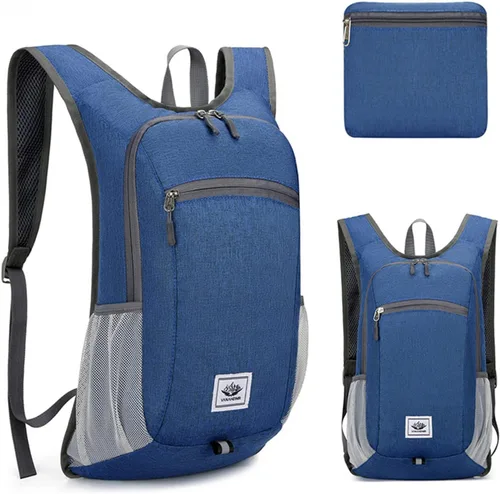Miniatura 11 de DOJUNS Mochila de senderismo de 15 litros, mochila de viaje pequeña, ligera, plegable, plegable, mochilas de campamento para mujeres y hombres Negro