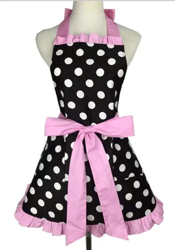 Miniatura 8 de Delantales de cocina para mujer, retro, vintage, niña, lunares, cocina, pinafore Navidad, delantal, vestido, punto blanco