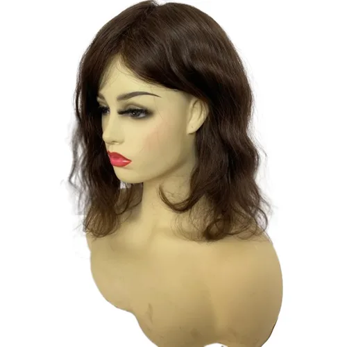 Miniatura 2 de Voloria Toppers de cabello humano real de 12 pulgadas para mujer, densidad media, base de poliuretano completa, extensiones de cabello (#3)