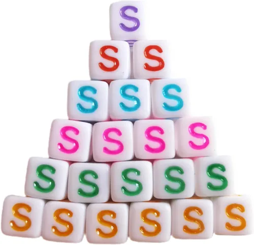 Miniatura 27 de Xeahung 200 cuentas de letras acrílicas cuadradas multicolor para hacer joyas, llaveros de bricolaje, collares, pulseras, decoraciones