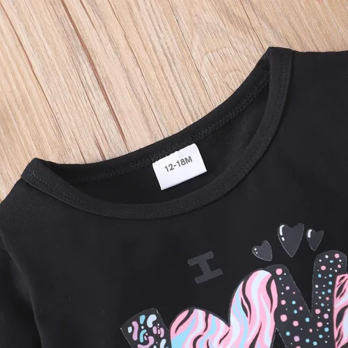 Miniatura 2 de Hinzonek Toddler Baby Girl Bell Bottom Outfits Letter Print Long Sleeve Sweatshirt Top Pullover Floral Flared Pants Set