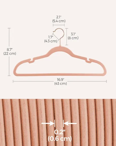 Miniatura 6 de SONGMICS UCRF029PK05 - Paquete de 50 ganchos de terciopelo antideslizantes para trajes con muescas para el hombro, barra para pantalones, gancho