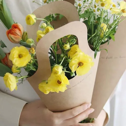 Miniatura 9 de ULTECHNOVO 20 bolsas de regalo de papel kraft con asas, soportes para ramo para el día de la madre, Pascua, regalos de boda, regalos de cumpleaños
