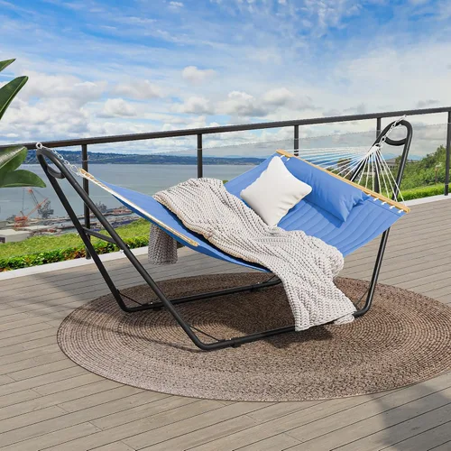 Miniatura 3 de YITAHOME Hamaca con soporte incluido, hamaca resistente, hamaca portátil impermeable de 12 pies con bolsas de almacenamiento de almohada, 450 libras