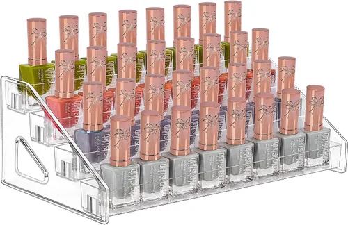Miniatura 8 de JessLab Organizador de esmalte de uñas, 3 niveles de acrílico transparente para lentes de sol y aceite esencial, organizador de maquillaje