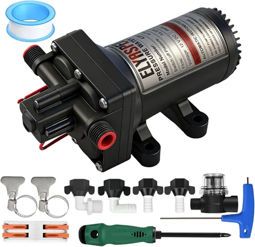 Miniatura 13 de 2025 mejorada 2088-422-144 bomba de agua dulce para RV, bomba de agua de diafragma autocebante de 12 V 3.3 GPM, 45 PSI, incluye interruptor
