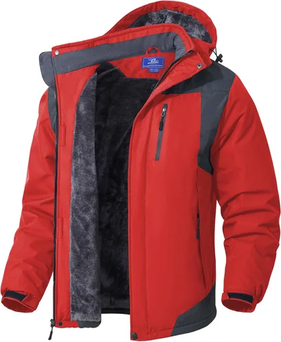 Miniatura 8 de SPOSULEI - Chaquetas de esquí para hombre con capucha, chaquetas de snowboard, impermeables, forro de vellón, abrigos con bolsillos múltiples
