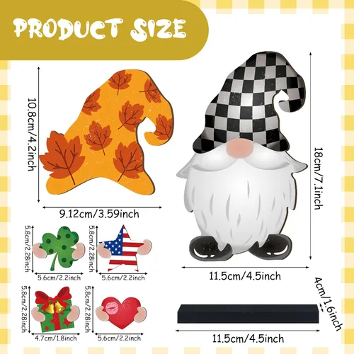 Miniatura 3 de Blulu 32 piezas intercambiables de gnomos de madera para decoración de verano del 4 de julio, gnomos patrióticos de bienvenida, decoración