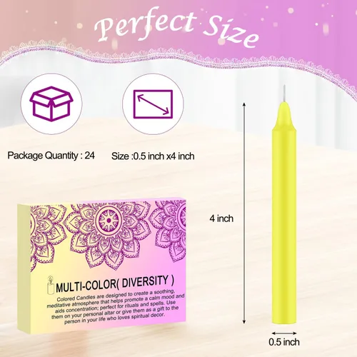 Miniatura 7 de Tobeape Paquete de 24 velas de hechizos de colores surtidos, mini velas cónicas de bruja mágica de 4 pulgadas a granel para rituales/brujería/altar