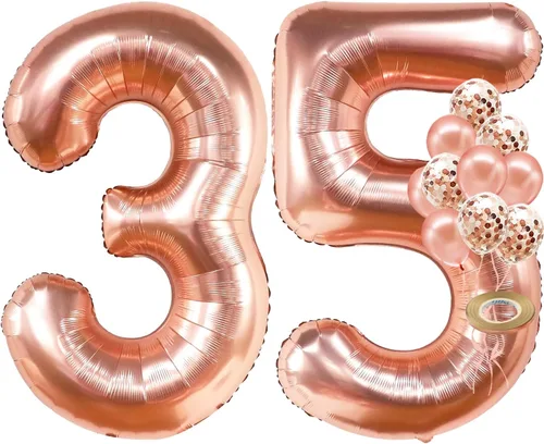 Miniatura 9 de KatchOn, Globos de oro rosa con el número 20 de 40 pulgadas, paquete de 12, 20 globos con confeti, bonitas decoraciones de cumpleaños de 20 años