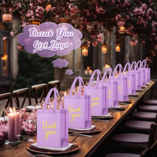 Miniatura 6 de Sweetude 30 Bolsas de Regalo de Agradecimiento con Asas a Granel Bolsa de Dulces Reutilizable No Tejida Plegable Bolso de Mano para Regalos