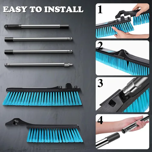 Miniatura 6 de MASTERTOP 24" Heavy Duty Push Broom with Ultra-Sturdy Adjustable Handle, 6-Layer Stiff Bristles Garden Yard Broom, Outdoor Sweeping Brush for