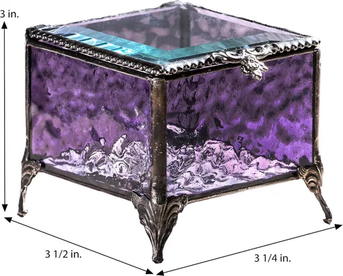 Miniatura 3 de J Devlin 836 - Caja decorativa de vitrales morados, exhibición de joyas de recuerdo, caja 836