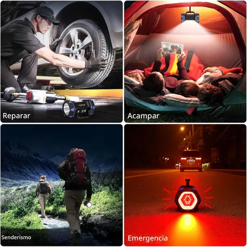 Miniatura 5 de Linterna de camping LED recargable, linterna de campamento de 1500 lm, 8 modos de luz, luces de campamento de capacidad 4800, luz de flash brillante