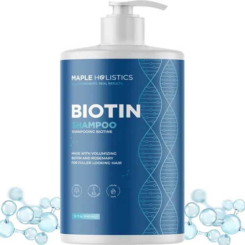 Miniatura 19 de Champú voluminizador de biotina para cabello fino - Champú para cabello fino con menta, argán y aceites esenciales para el cuidado del cabello