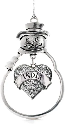 Miniatura 141 de Colgante de plata con diseño de Detroit con forma de corazón y muñeco de nieve con circonitas cúbicas