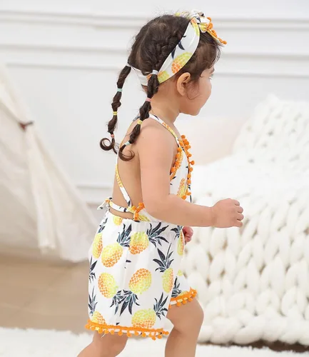 Miniatura 13 de UNICOMIDEA 6M-3T Traje sin espalda para bebé niña traje mameluco con diadema