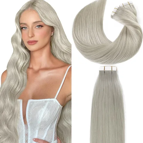 Miniatura 19 de Loxxy Extensiones adhesivas de cabello humano de 12 pulgadas, extensiones de cabello humano real color negro azabache, con cinta adhesiva de trama