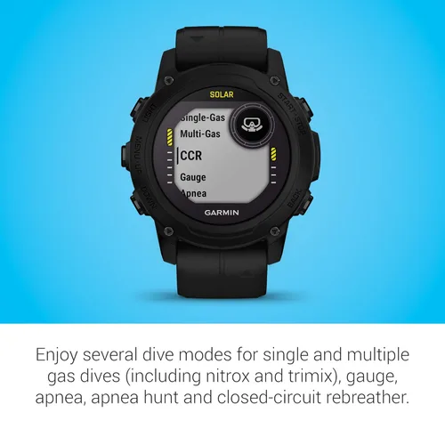 Miniatura 4 de Garmin Descent™ G1 Solar, Computadora de Buceo Resistente con Capacidades de Carga Solar, Múltiples Modos de Buceo, Seguimiento de Actividad, Negro