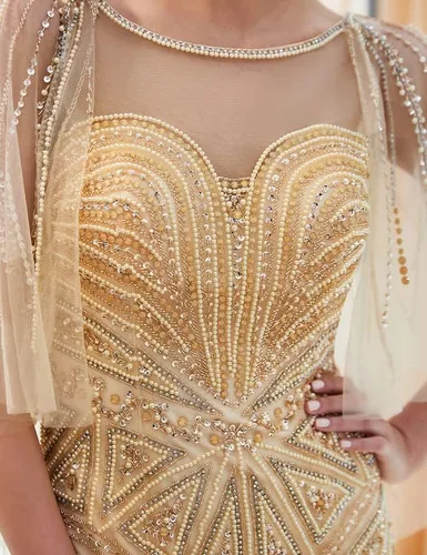 Miniatura 3 de Sarahbridal - Vestido largo de noche con cuentas de cristal para mujer