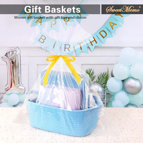 Miniatura 2 de Cestas de regalo grandes vacías para llenar, bonita canasta tejida para adolescentes, mujeres, baby shower, cubo de juguetes pequeño decorativo