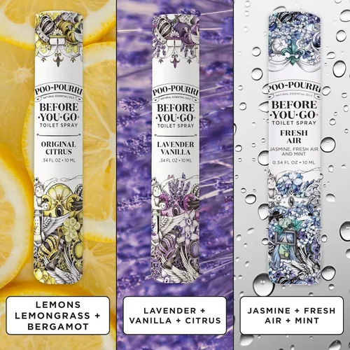 Miniatura 13 de Poo-Pourri Before-You-Go Spray para Inodoro, Artículos Esenciales de Viaje, 0.34 Fl Oz, Variedad In A Pinch Paquete de 3, Cada Uno Hasta 20 Usos