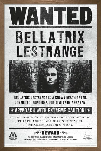 Miniatura 15 de Trends International El mundo mágico: Harry Potter - Póster de Bellatrix Wanted, 14.725" x 22.375", versión con marco de madera tipo granero