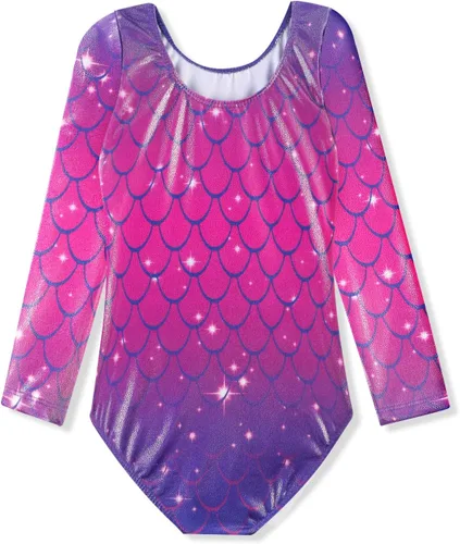 Miniatura 36 de HOZIY - Leotardos de manga larga para niñas, de gimnasia, para niños pequeños, trajes florales de unicornio, galaxia, arco iris, patrón de rayas