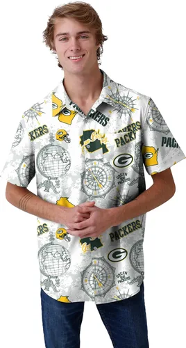 Miniatura 2 de FOCO Men's NFL Team Logo Floral Aloha Tropical Mercader Button Up Shirt