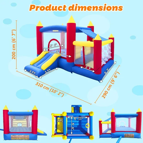 Miniatura 6 de Baralir Casa inflable de rebote con sala de pelotas para niños de 3 a 6 años, casa de rebote interior con tobogán, castillo de salto inflable