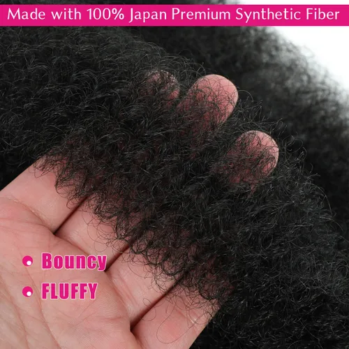 Miniatura 4 de Cabello afro elástico y trenzado de 30 pulgadas 2 paquetes, cabello preesponjado y trenzado elástico pre-estirado para extensiones de cabello suave