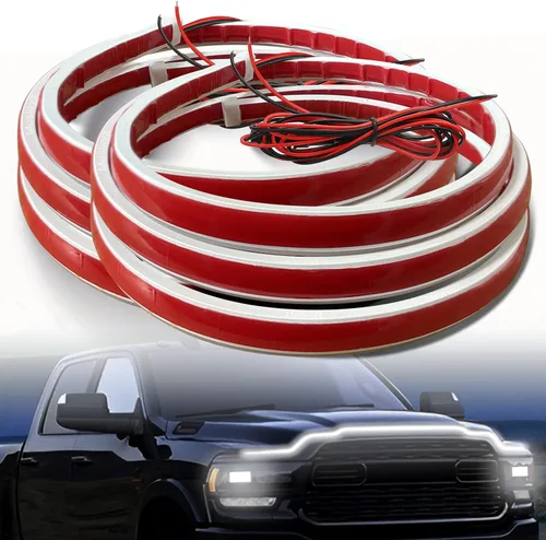 Tira de luz LED dinámica para capó de automóvil, 71 pulgadas, tira de luz diurna flexible para exterior, para automóvil, camión, SUV (2 piezas)