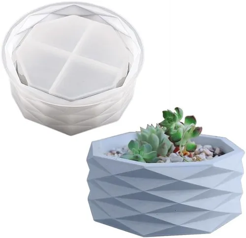 Miniatura 11 de Molde de florero de silicona para resina epoxi, hormigón, arcilla, suculenta, plantador, tazón, vela, jabón, fundición Valla