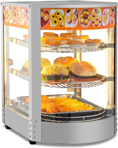 Miniatura 10 de ROVSUN Calentador de alimentos con pantalla para pizza, calentador de alimentos comercial para encimera, calentador eléctrico de pretzel