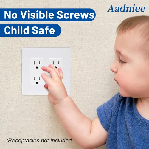 Miniatura 2 de Placas de Pared Decorativas sin Tornillos de 2 Interruptores, Cubiertas de Tomacorrientes Decorativas, Tamaño Estándar 4.68" x 4.74" Placa