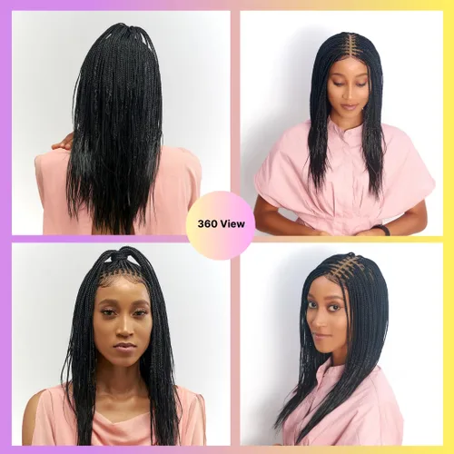 Miniatura 6 de Wow Braids Peluca de Trenzas Box - Pelucas Trenzadas Micro Sin Nudos Para Mujeres Negras, Con Gorra de Encaje Suizo Completo 360 Sin Pegamento