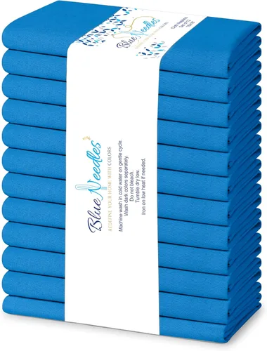 Miniatura 30 de Blue Needles - Juego de 12 servilletas de tela sólidas azul marino 100% algodón, servilletas de cena de 45 x 45 centímetros - Suave, reutilizable