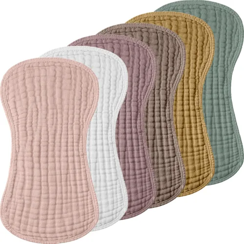 Miniatura 13 de Frienda Paquete de 6 paños de muselina para eructos de algodón, grandes, 20 x 9 pulgadas, extra absorbentes y suaves, para bebé, niño y niña, unisex