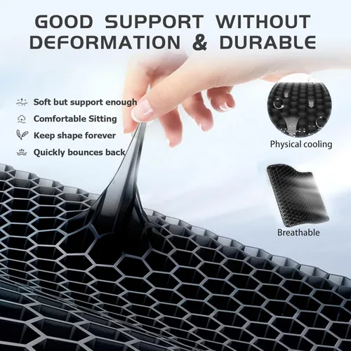 Miniatura 3 de Cojín de gel para asiento, cojín de gel doble grueso en forma de huevo para alivio del dolor por presión, cojín transpirable para silla de ruedas