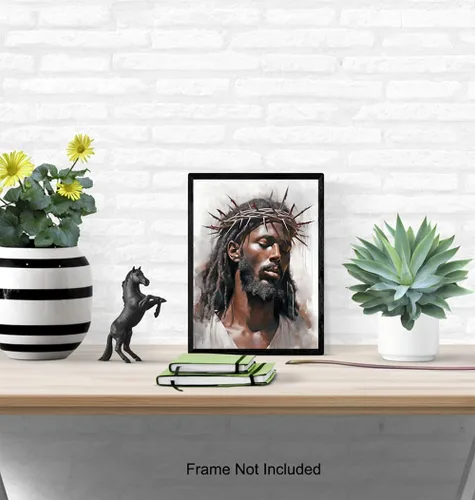 Miniatura 5 de Arte de pared de Jesús negro y decoración - Arte de pared para afroamericanos - Hombre negro - Decoración de pared cristiana - Imagen de Jesucristo