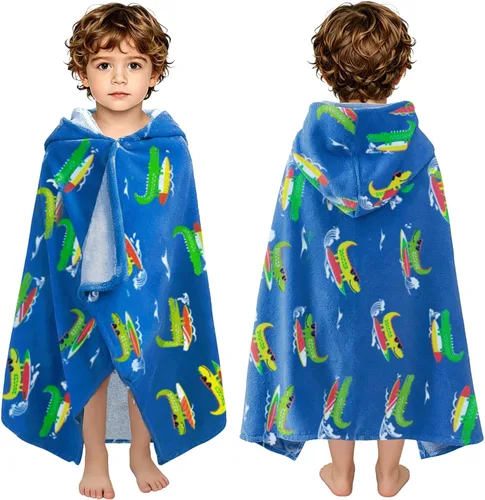 Miniatura 34 de Toalla de baño/piscina/playa con capucha, para bebés, niños y niñas de 3 a 12 años, tamaño extra grande, 30 x 50 pulgadas, algodón absorbente súper