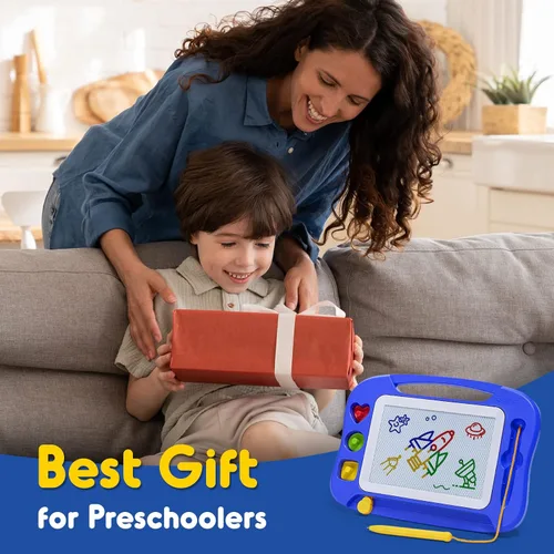 Miniatura 8 de SGILE Pizarra magnética para dibujar para niños, juguetes para niños pequeños de 1, 2 y 3 años – 9.8×7.1 pulgadas, pizarra para garabatear, grabar