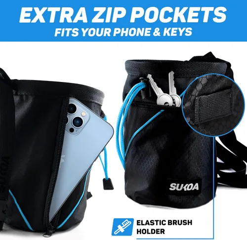 Miniatura 5 de Bolsa de tiza para escalada en roca - Accesorios de equipo para regalos de escalada en roca - Cinturón de enganche rápido, bolsillos grandes