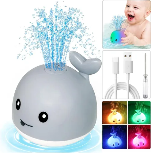 Miniatura 2 de TFS TOP·FANS Juguete de baño de ballena para bebé infantil: fuente luminosa de 6 a 12 meses de edad, bañera de 18 a 24, piscina, 3, 4, 5, 7, 8, 9