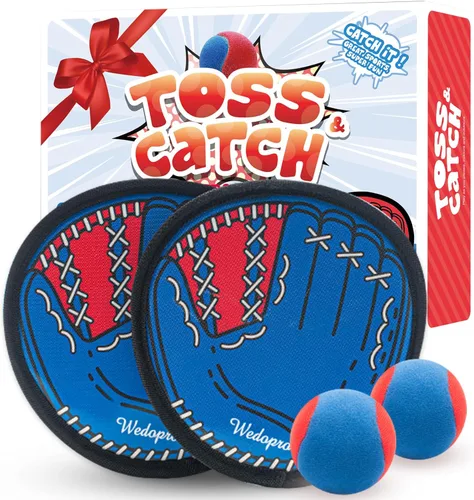 Wedopro Juego de Lanzar y Atrapar Pelota, Guante de Béisbol para Niños Pequeños y Juguetes de Pelota para Atrapar, Juegos al Aire Libre para Niños