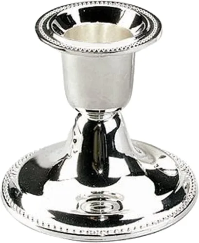 Miniatura 4 de The Dreidel Company Portavelas plateados, palitos de vela Shabat, diseño chapado en plata adornado, 2.5 pulgadas (paquete de 2)