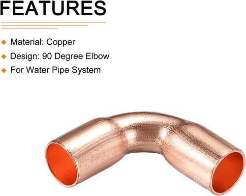 Miniatura 3 de DTGN 1/4 pulgadas (diámetro interior) de 90 grados de montaje de tubería de cobre - 5 unidades - bueno para sistema de tuberías de agua - adaptador