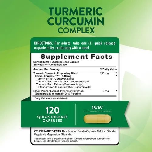 Miniatura 2 de Nature's Truth Curcumina de cúrcuma 120 cápsulas con extracto de pimienta negra Suplemento sin OMG y sin gluten