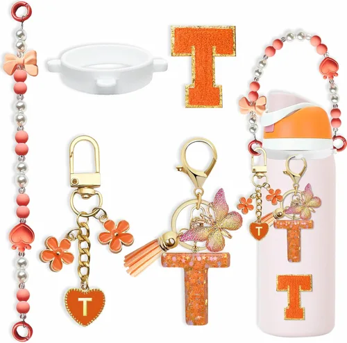 Miniatura 34 de Lindo Juego de Dijes de Letras para Botella de Agua Owala de 24oz, 32oz, 40oz, Owala Kids y Vaso de Café, FreeSip – Incluye Correa con Asa, para Rosa